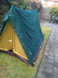 Partially Erected Tent (Wynnster Trekka 120)
