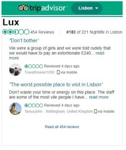 Lux (Lisbon): BAD Reviews
