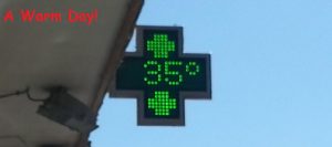 It's Hot in Granada and the Pharmacy Sign Confirms It
