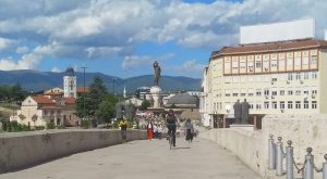 Statue of King Philip II of Macedonia (As Seen from the Stone Bridge in Skopje)