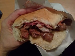 Ćevapi Served In Bread from Serbian Fast-Food Joint