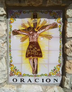 Decorative Tile Picture Showing the Crucifixion of Christ