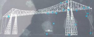 Picture of Middlesbrough Transporter Bridge Showing the Gondola that Carries People and Vehicles Across the River Tees)