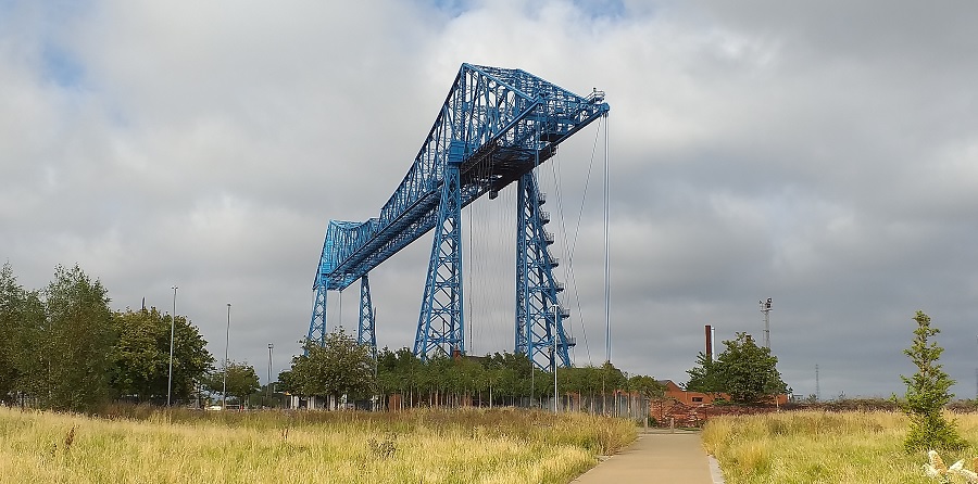 Tees Transporter Bridge at Middlesbrough (Viewed Lengthways from the Ground)