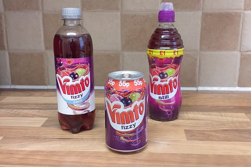 This picture shows 3 types of Vimto (British Soft Drink)