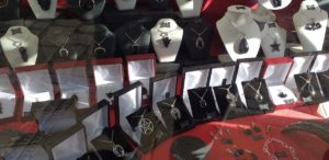 Display of Whitby Jet Jewellery