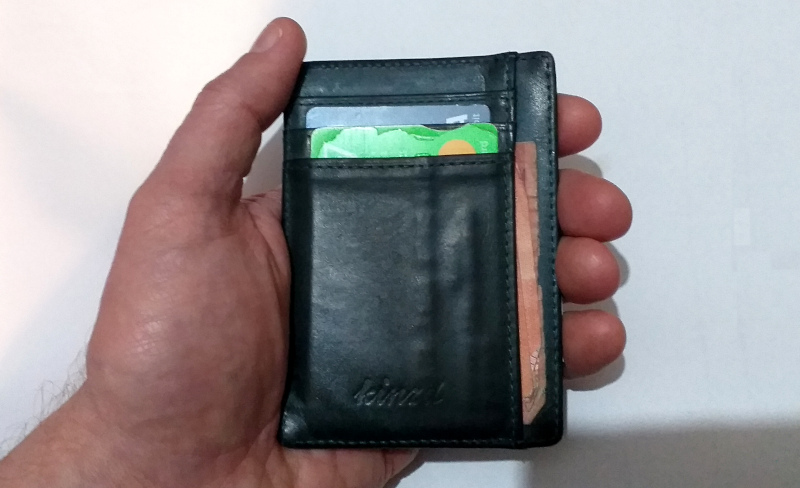As my review explains, this is what the Kinzd Slim wallet looks like after 14 months of use.