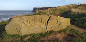 This carved stone is one of the first things you will notice while walking the Cleveland Way from Saltburn-by-the-Sea to Skinningrove