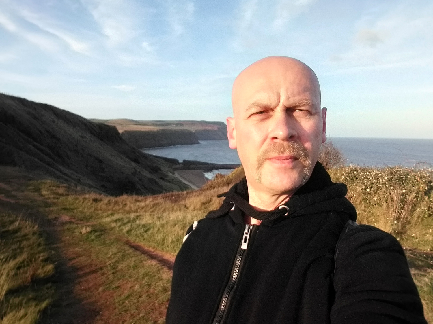 Steve Calvert walking the coastal route between Saltburn and Skinningrove